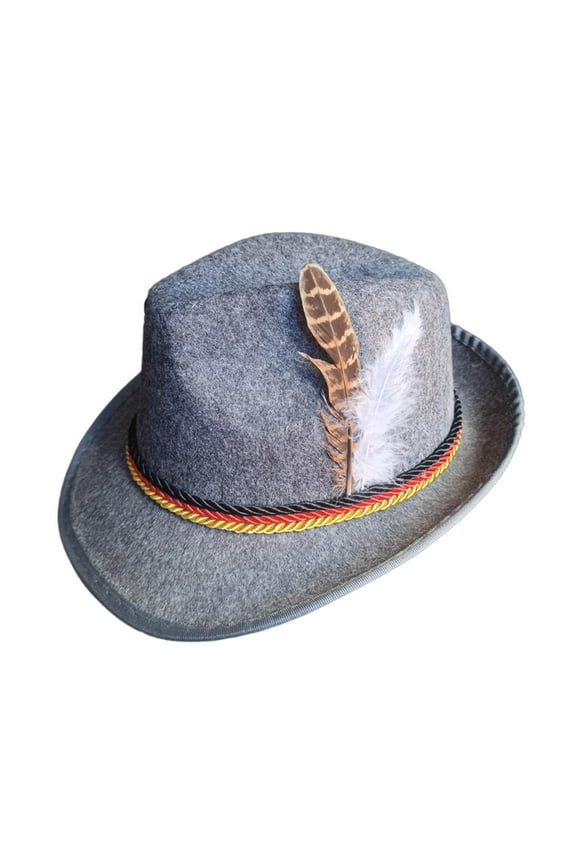 Fedora Hat for Men Derby Bowler Hat Decorative Winter Bucket Hat Fancy Dress Curled Brim Cap Jazz Hat for Beach German Travel Dark Gray