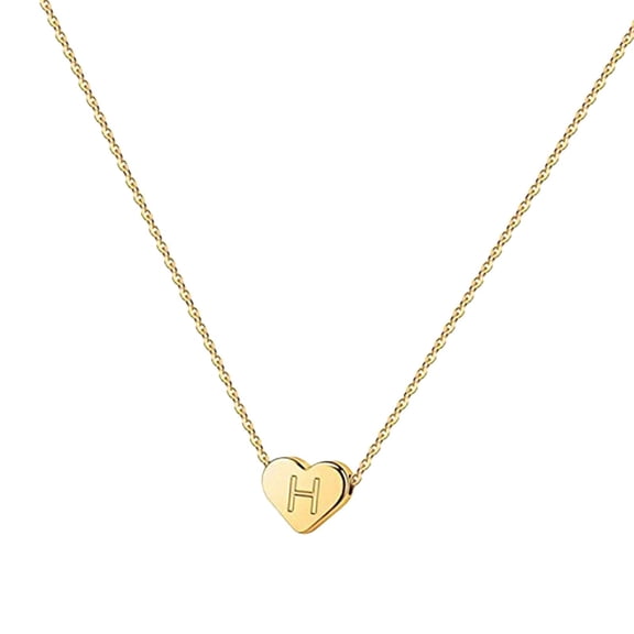 Sharplace Heart Pendant Alphabet Necklace Fashion Jewelry Choker Necklace Simple Heart Letter Necklace for Valentines Festival Wedding , H H