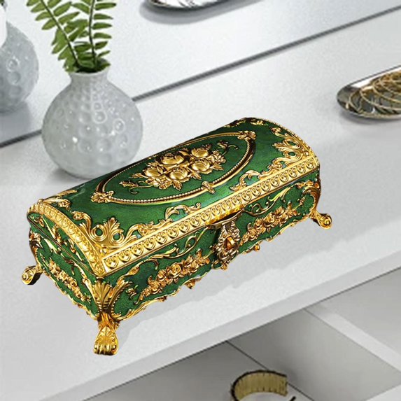 Sharplace Jewelry Box Jewelry Case Wedding Gift Desktop Vintage Design Trinket Case Keepsake Box for Rings Pendant Charms Stud Earrings Green