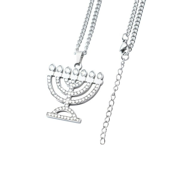 Sharplace Menorah Necklace Hanukkah Necklace Delicate Trendy Fashion Choker Chain Necklace for Women for Easter Party Christmas Wedding Argent