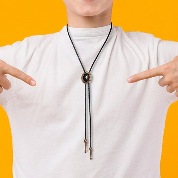 Sharplace Vintage Oval Bolo Tie Necklace, Bronze, Adjustable Fashion Sweater Chain, 38.58"