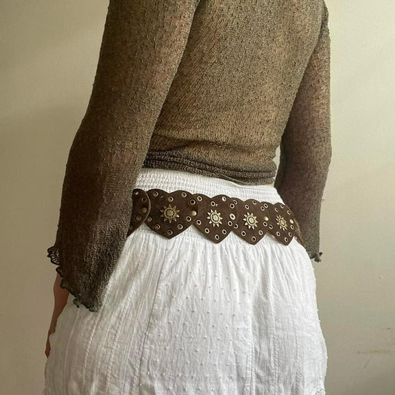 Sharplace Womens PU Leather Waist Belt, Adjustable Waistband Fashion Jeans Belt Western Cowboy Cowgirl Belt Belt for Dresses Pants