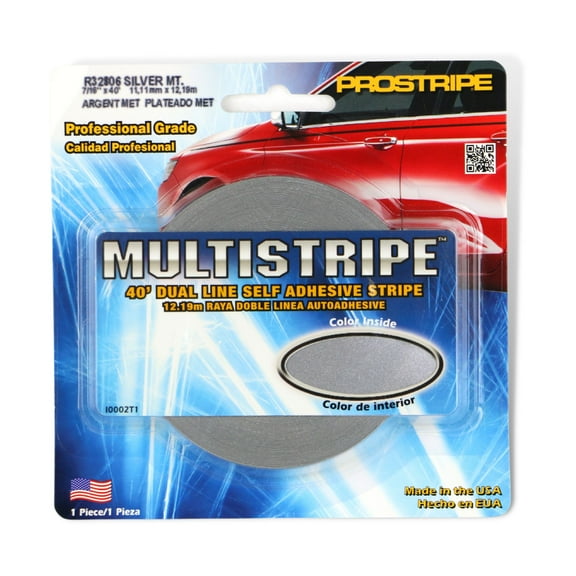 Sharpline Prostripe Pinstriping Tape [MultiStripe]: 7/16 in. x 40 ft. (Silver Metallic) double-stripe