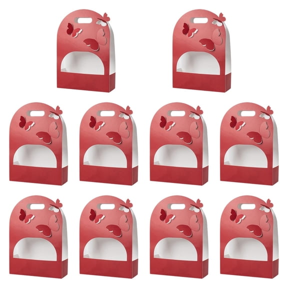 Sharprepublic 10 Pieces 3D Butterfly Flower Box Paper Flower Box for Party Wedding Bouquet Red