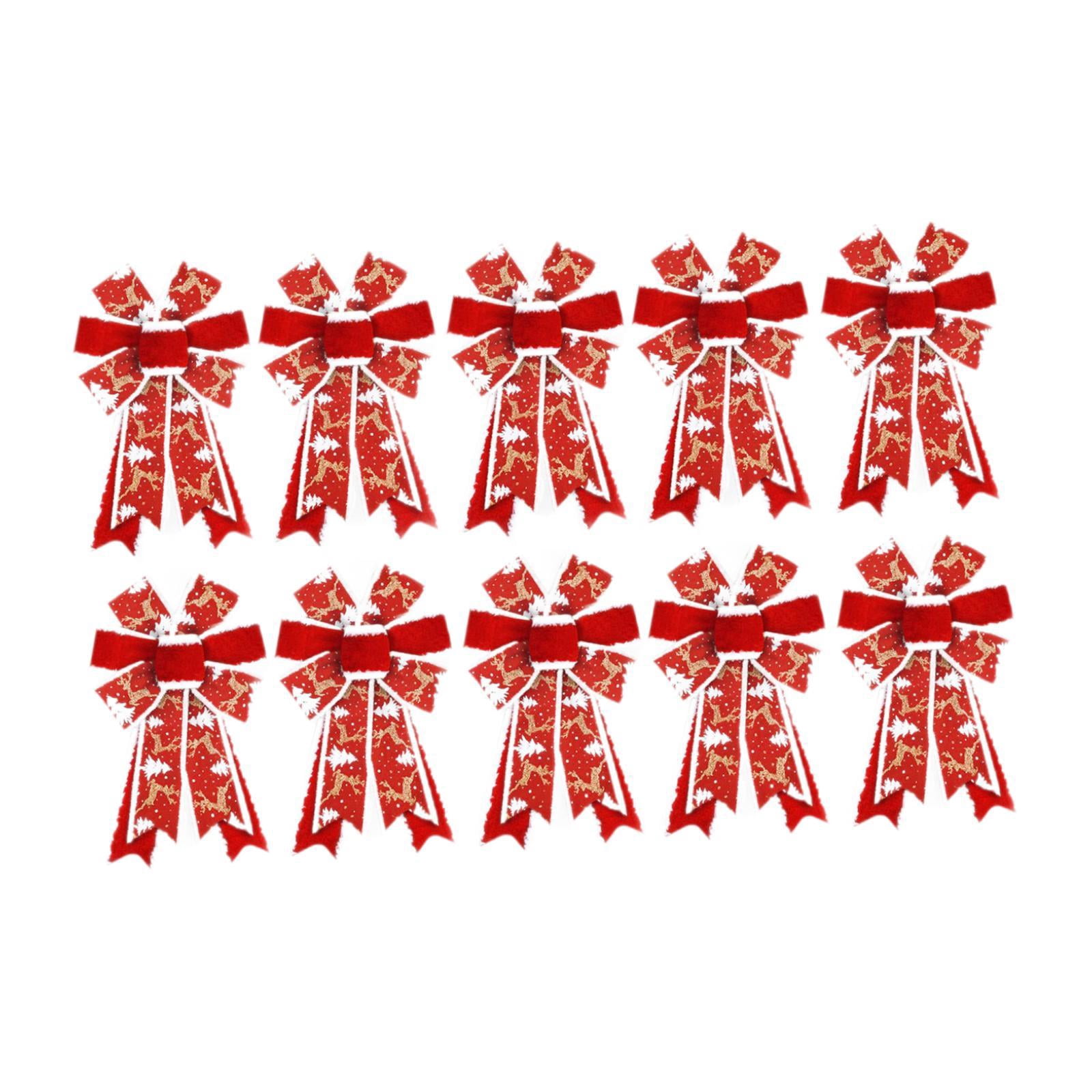 Sharprepublic 10 Pieces Christmas Ribbon Bows DIY for Treat Bags Valentine's Day Christmas