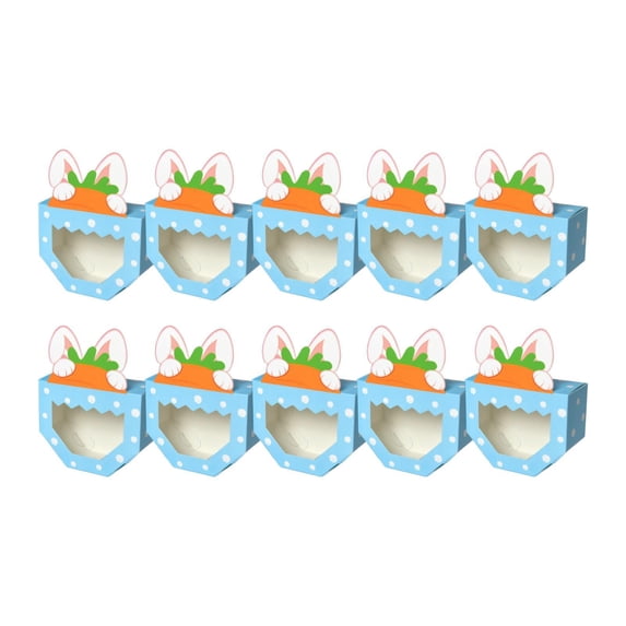 Sharprepublic 10 Pieces Foldable Candy Boxes Paper Gift Packaging Box for Holiday Birthday Blue