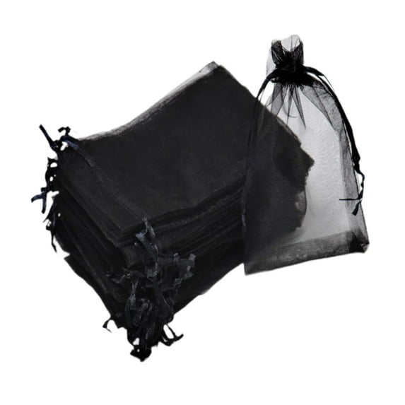 Sharprepublic 100Pcs Christmas Gift Bags Organza Bags Party Favors Sheer Mesh Birthday Jewelry Black