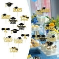 thumbnail image 1 of Sharprepublic 12 Pieces Graduation Cupcake Toppers 2025, Graduation Theme Party Decorations, Class of 2025 Cake Topper Glitter Design Gold, 1 of 8