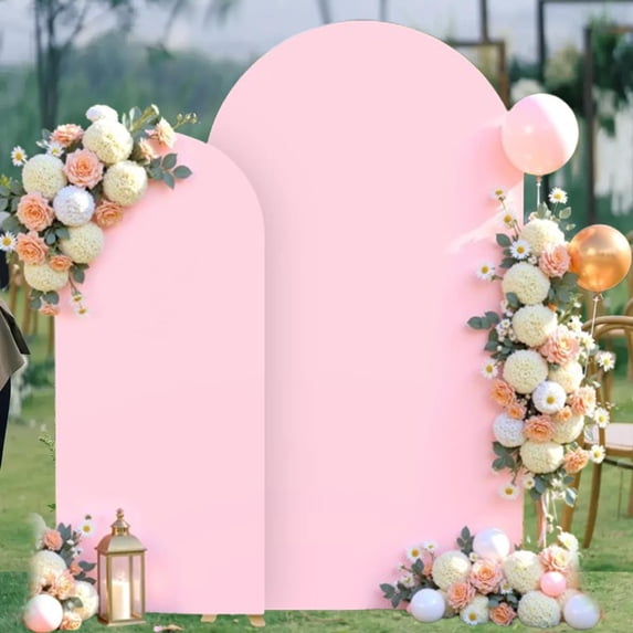 Sharprepublic 2 Pieces Arch Backdrop Covers Decorative Arch Stand Cover for Birthday Decor Pink