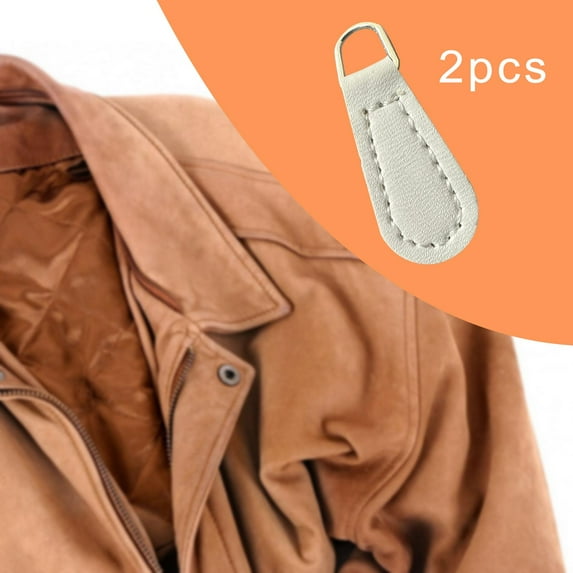 Sharprepublic 2 Pieces Zipper Pulls PU Leather Decorative Pullers for Clothing Bag Luggage White