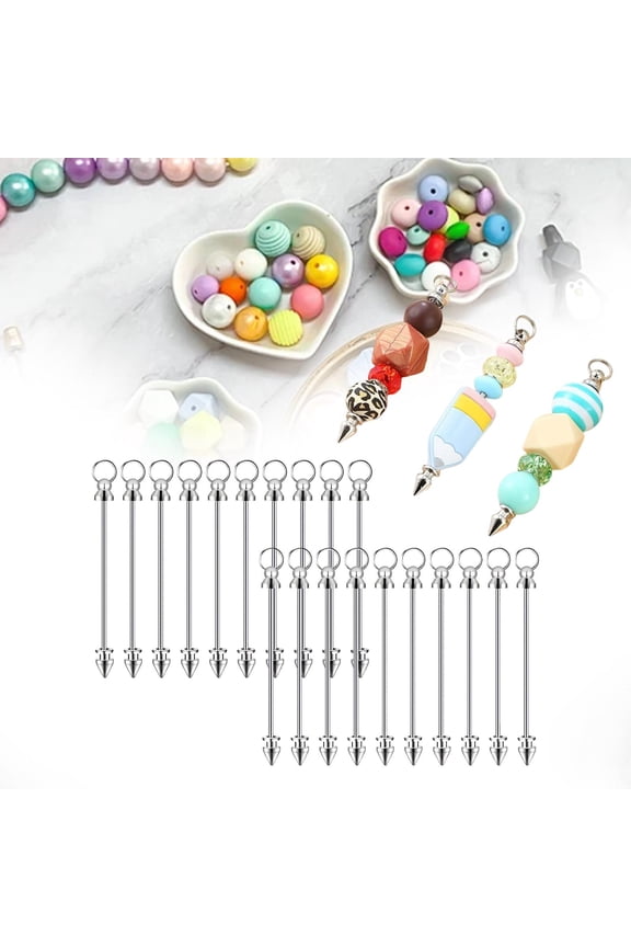 20 Pieces Beadable Keychains DIY Set DIY Bead Keychain for Teens