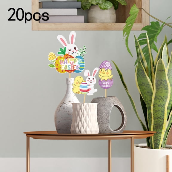 Sharprepublic 20 Pieces Easter Vase Decorations Celebration Easy to Install Planter Sticks