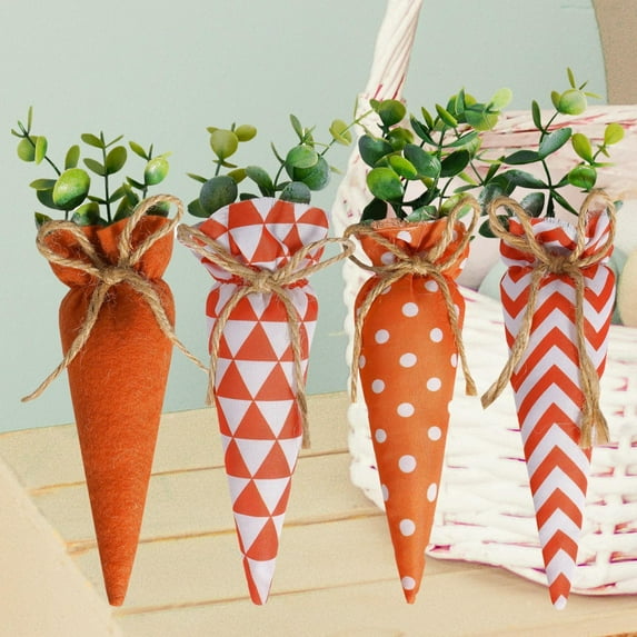 Sharprepublic 4 Pieces Cloth Easter Carrots Fake Carrots for Spring Farmhouse Home Kitchen
