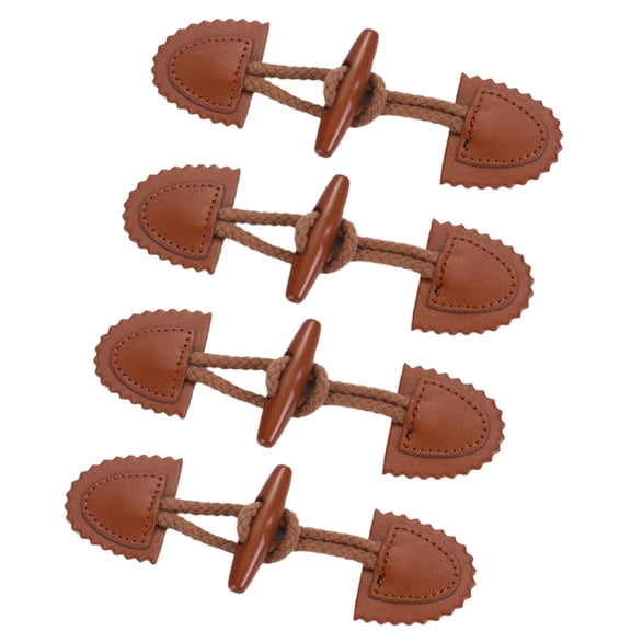 Sharprepublic 4 Pieces Coat Toggle Buttons Fashion Coat Fastener for Bag Woolen Coat Cloak Brown
