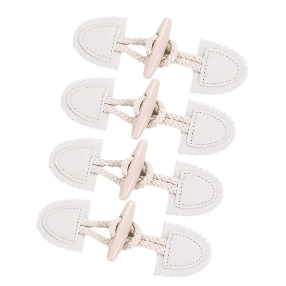 Sharprepublic 4 Pieces Coat Toggle Buttons Fashion Coat Fastener for Bag Woolen Coat Cloak White