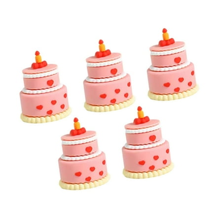 Sharprepublic 5 Pieces Mini Cake Decor Creative Food Toys for Bookshelf Birthday Farmhouse Heart Pattern