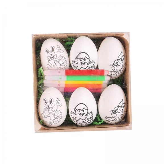 Sharprepublic 5xEaster Eggs Cartoon Paintable for Photo Props Easter Baskets Family Reunions white rabbit