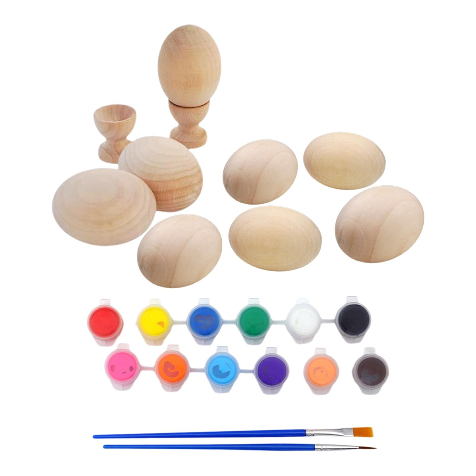 Sharprepublic 8 Pieces Unfinished Wood Eggs Funny Art Craft Supplies for Party Easter