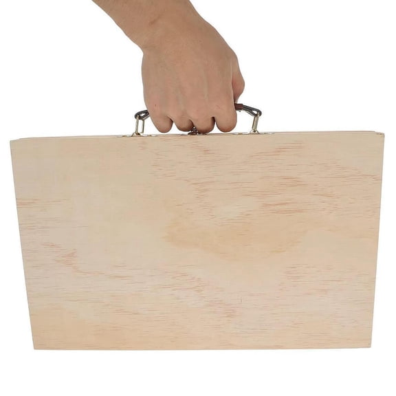 Sharprepublic Art Organizer Supply Box Wood Compact Handheld Craft Storage Accessory Case with