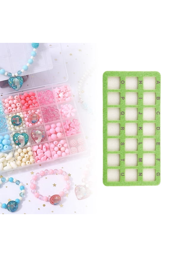 Bead Mat 21 Grid Bead Cushion for Art Crafts Necklaces Making Jewelry Making Green