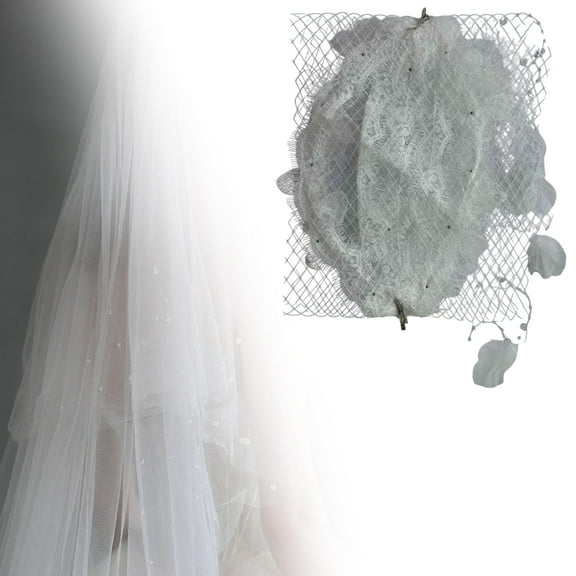 Sharprepublic Bridal Veil Lace Bridal Shower Headband for Photo Props Dress up Performance