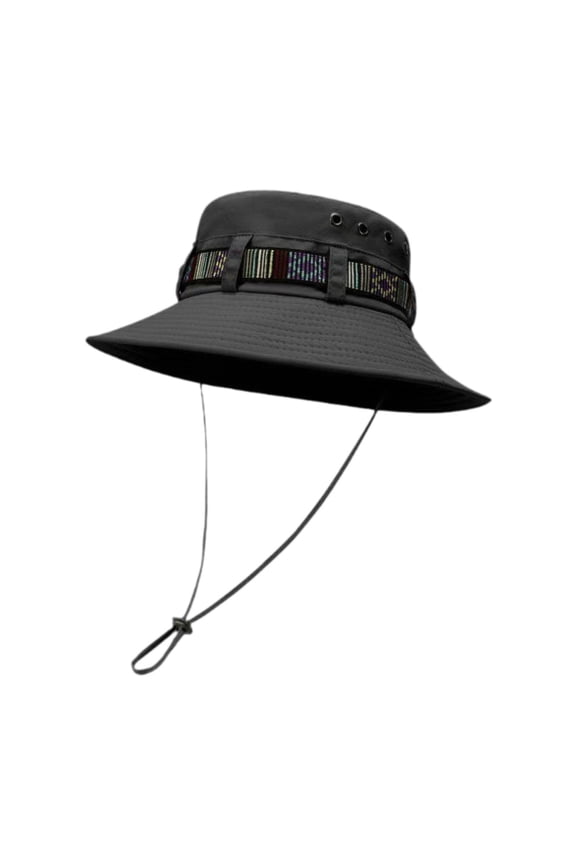 Bucket Hat Adjustable Wide Brim Sun Protection for Camping Women Men Fishing Black