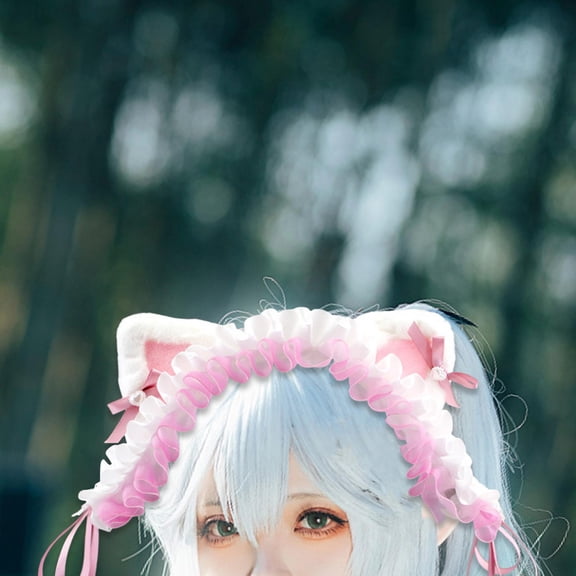 Sharprepublic Cat Ears Lolita Headband Cute for Party Supplies Stage Performances Carnival pink
