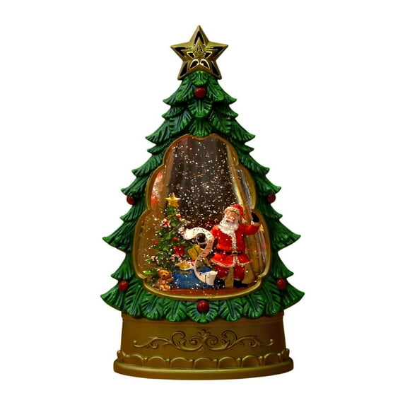 Sharprepublic Christmas Snow Globe Christmas Ornament Night Light Christmas Tree Music Box Santa and Tree