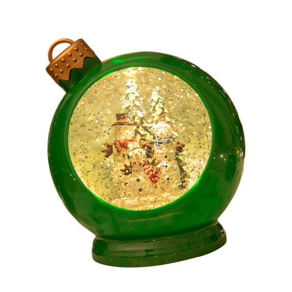 Sharprepublic Christmas Snow Globe Crafts Glitter Snow Globe Lights for Window Indoor Xmas green
