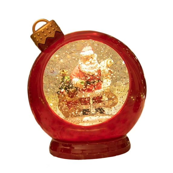 Sharprepublic Christmas Snow Globe Crafts Glitter Snow Globe Lights for Window Indoor Xmas red