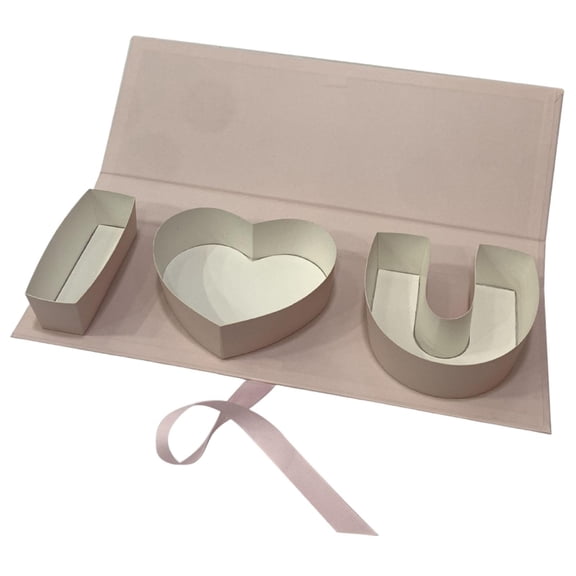 Sharprepublic Creative Surprise Cardboard Gift Box Heart Letter Shape for Birthday Anniversary Pink