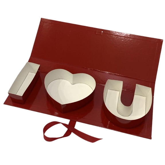 Sharprepublic Creative Surprise Cardboard Gift Box Heart Letter Shape for Birthday Anniversary Red