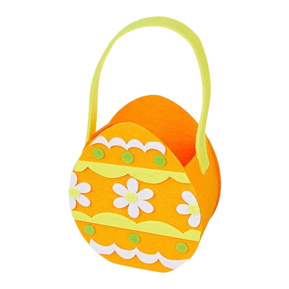 Sharprepublic Cute Easter Basket Felt Cloth Organizer Baby Gift Storage Egg Bucket with Handle Orange