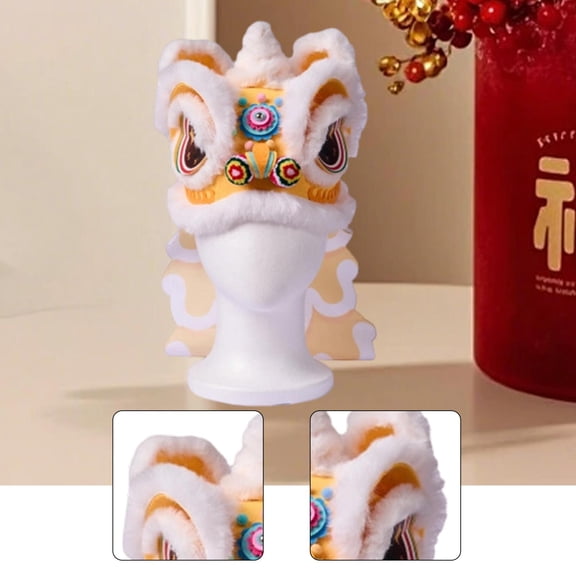 Sharprepublic DIY Lion Dance Head Kit Non Woven Craft Material Set for Chinese New Year Spring yellow