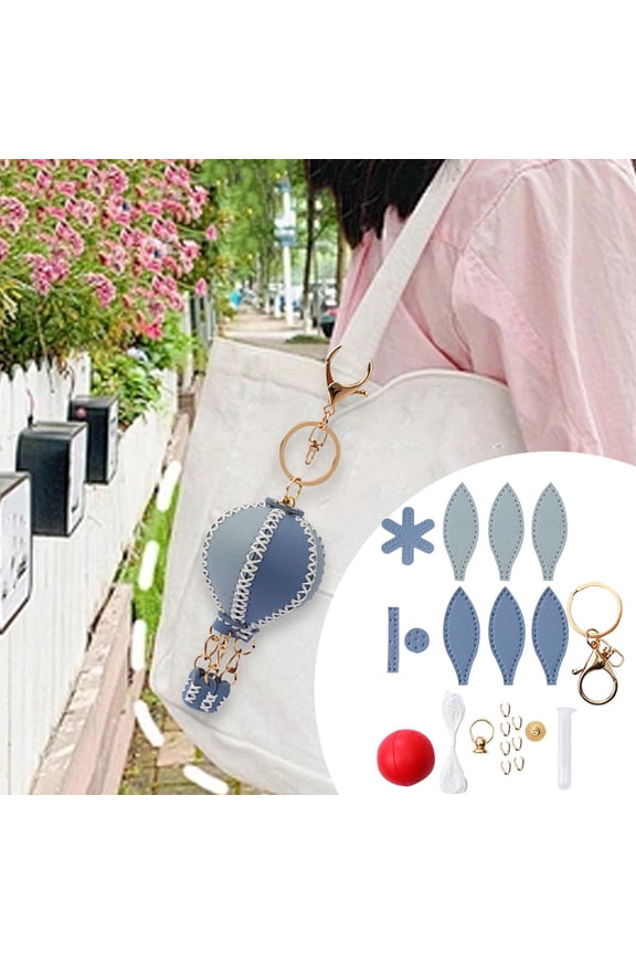DIY Sewing Keychain Kit Colorful Car Key Chain Party Favors Bag Charm Making Blue