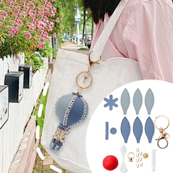 Sharprepublic DIY Sewing Keychain Kit Colorful Car Key Chain Party Favors Bag Charm Making Blue