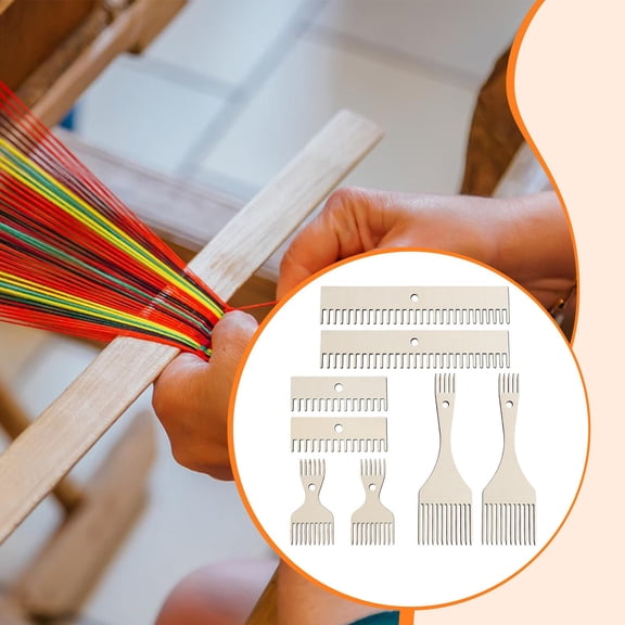 Sharprepublic DIY Wooden Loom Comb Kit Versatile Weaving Fringe Beater for Tapestry Rug Making