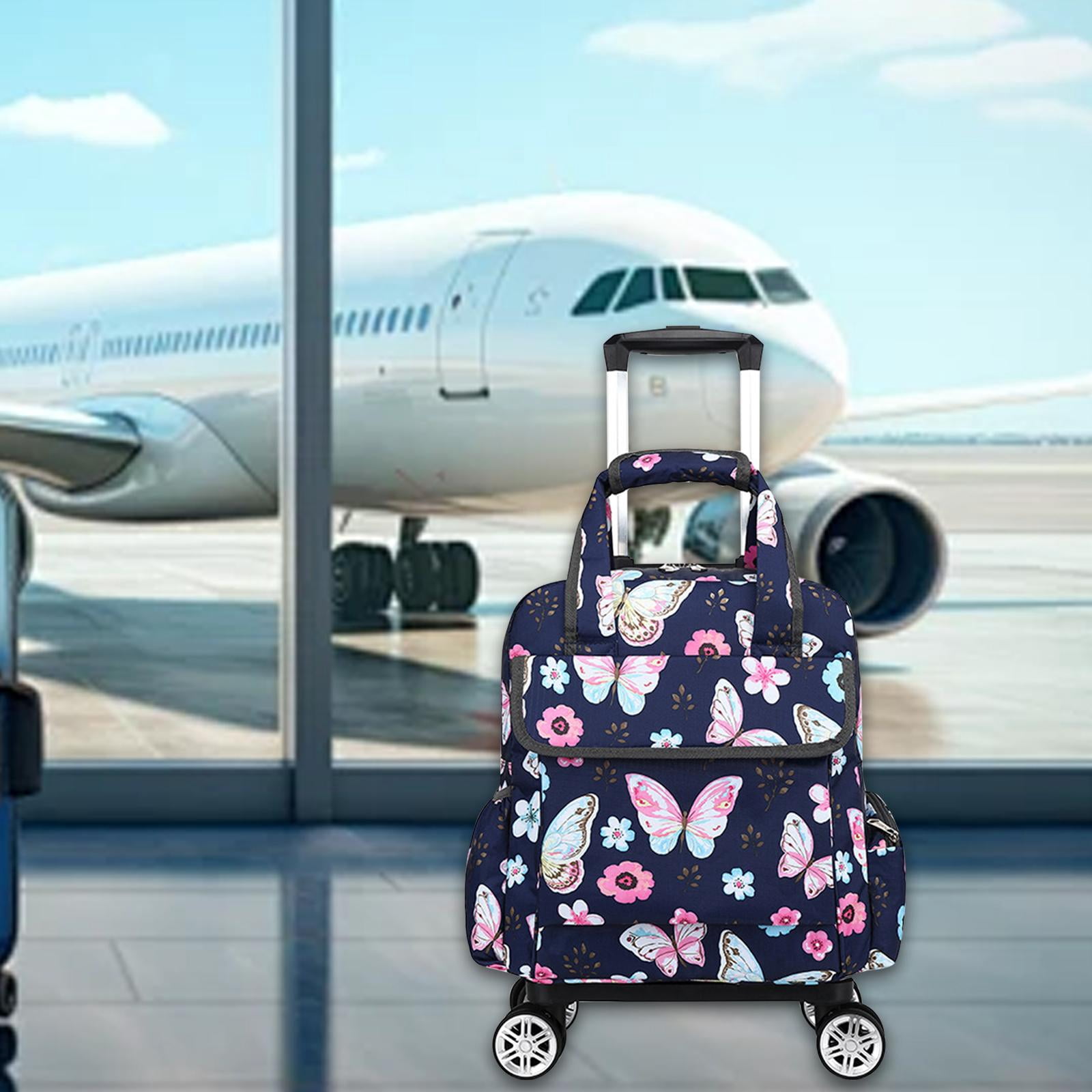 Sharprepublic Duffle with Wheels Clothing Waterproof with 2 Wheel Rolling Luggage Oxford Cloth Butterfly