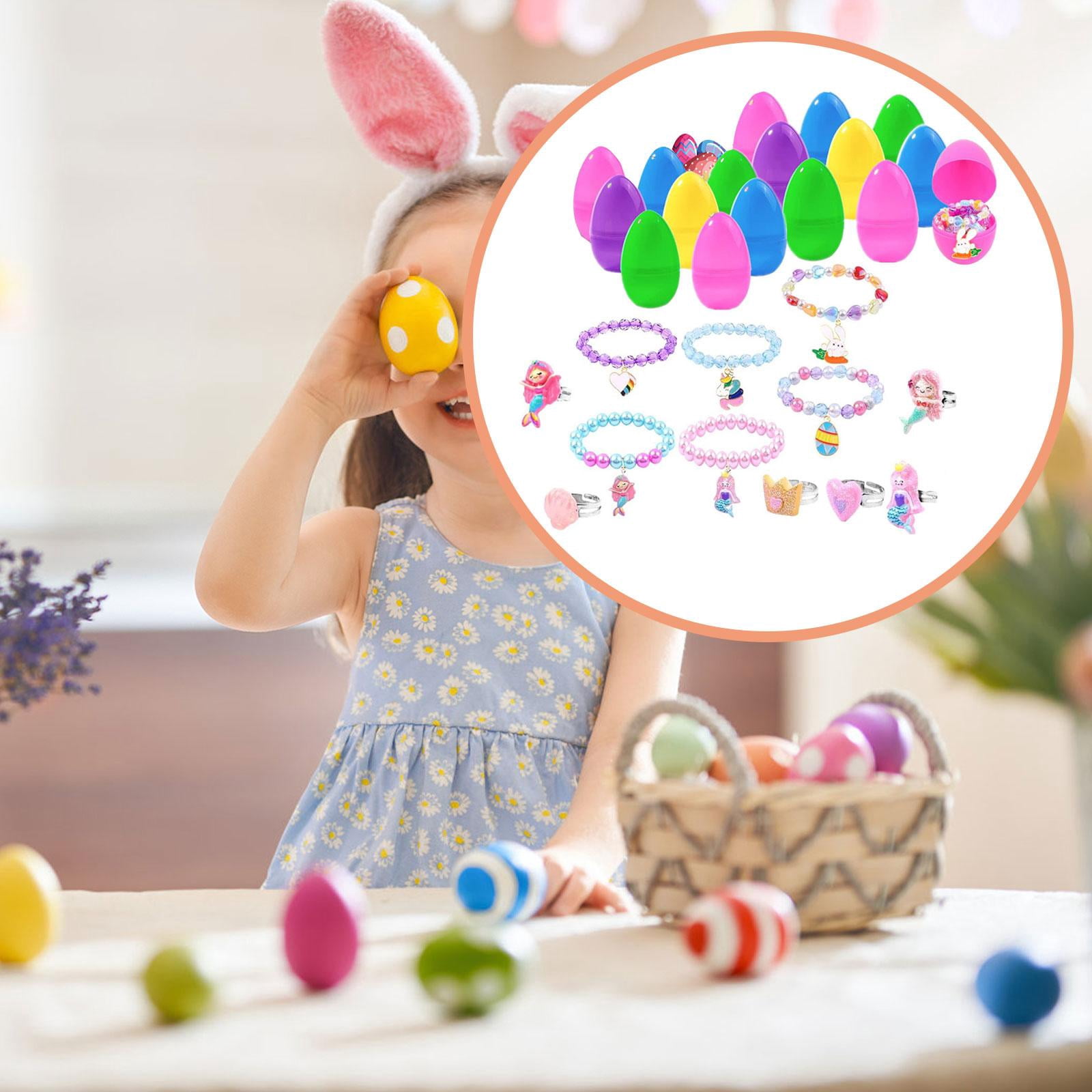 Sharprepublic Easter Basket Stuffers Prefilled Easter Eggs Colorful Decor Gifts Toys Funny Fun 6 Rings 6 Bracelets