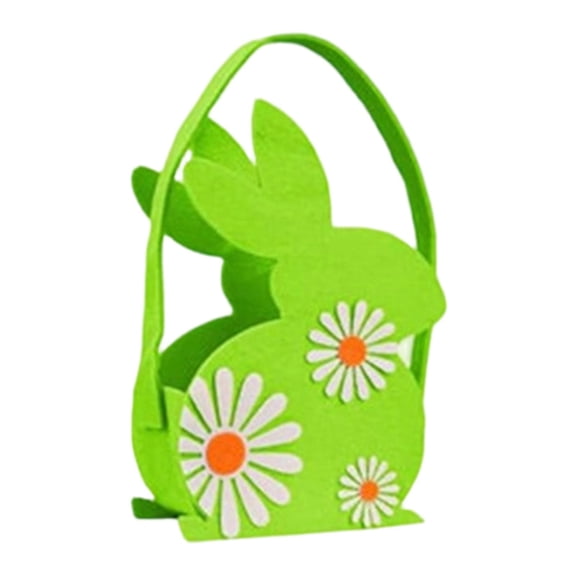 Sharprepublic Easter Basket for Kids, Empty Egg Basket, Toy Storage Cube with Soft Felt Rabbit Green