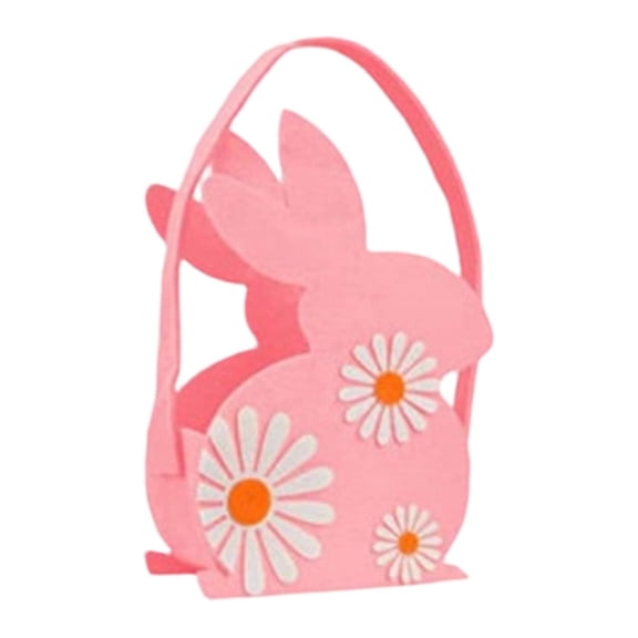 Sharprepublic Easter Basket for Kids, Empty Egg Basket, Toy Storage Cube with Soft Felt Rabbit Pink