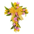 thumbnail image 1 of Sharprepublic Easter Cross Wreath Floral Wreath Door Wreath Artificial Flower Wreath for Pink Yellow Flowers, 1 of 8