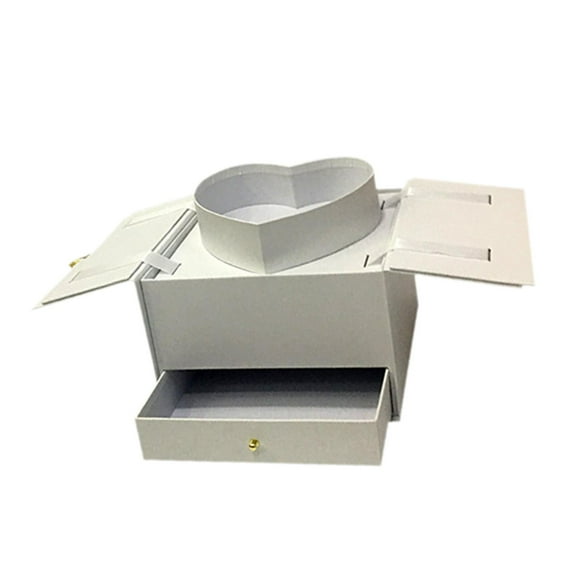 Sharprepublic Empty Packaging Gift Box Flower Fillable Box 25x23.5x15.5cm Reusable Multipurpose Decoration for Valentine's Day Accessories White