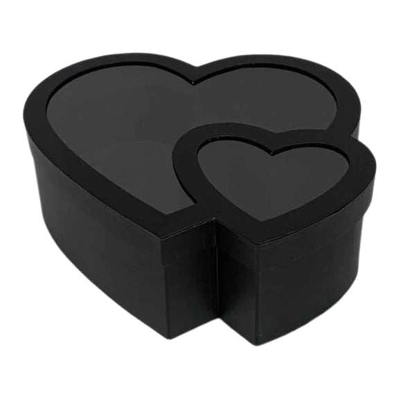 Sharprepublic Flower Box Heart-Shaped Gift Box with Transparent Window Paper Storage Box Craft Black