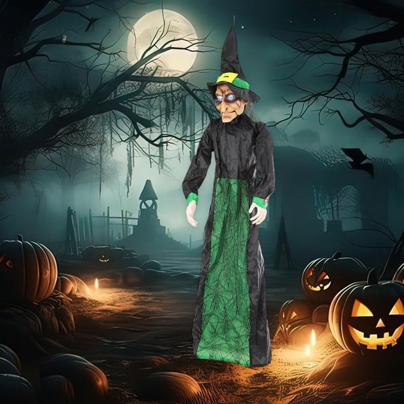 Sharprepublic Halloween Hanging Witch 67" for Indoor and Outdoor Garden Theme Party Favors Green