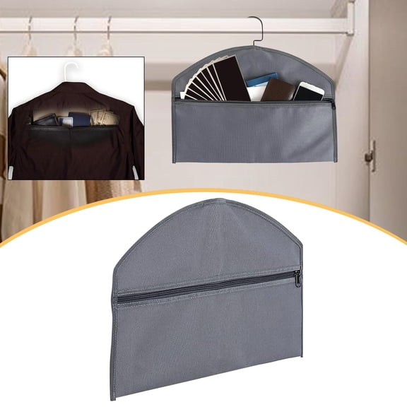 Sharprepublic Hanger Diversion Safe Bag Hide Valuables,Hanger Safe Hidden Storage,Zipper Pouch grey