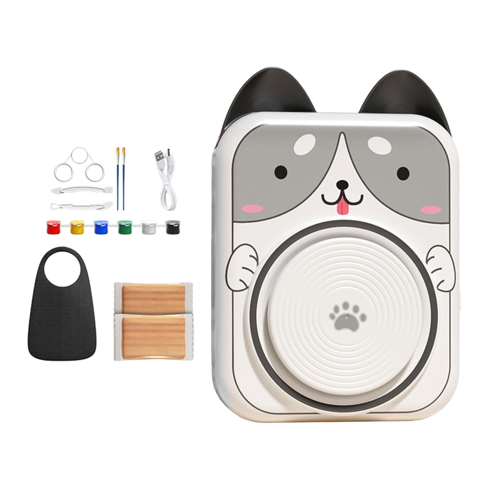 Sharprepublic Kids Pottery Wheel Modeling Painting Kit Handmade Creative Adjustable Speed Equipment Electric Sculpting Tools for Countertop Dog Shaped
