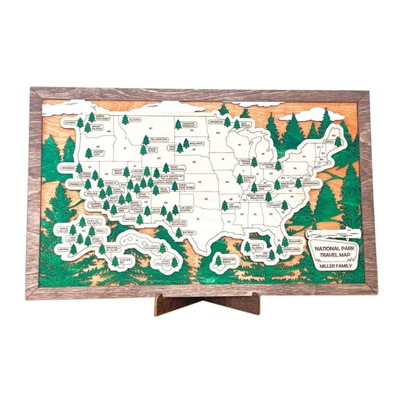 Sharprepublic National Park Checklist Wooden Maps Wall Art Decorative for Husband Wife Son