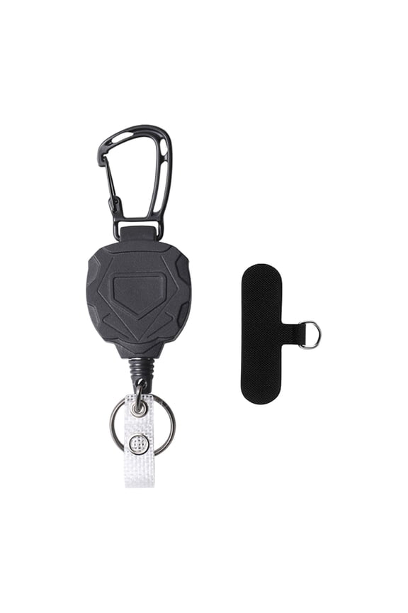Retractable Keychain with Phone Tether Compact Multipurpose Sturdy Heavy Duty ID Style B