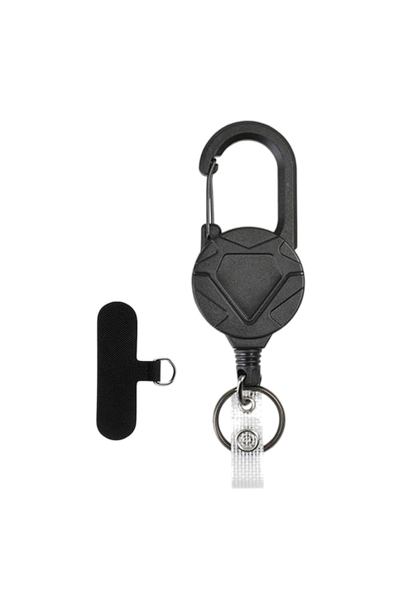 Retractable Keychain with Phone Tether Compact Multipurpose Sturdy Heavy Duty ID Style E